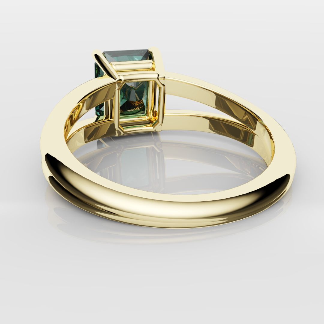 Radiant Cut Teal Sapphire Engagement Ring