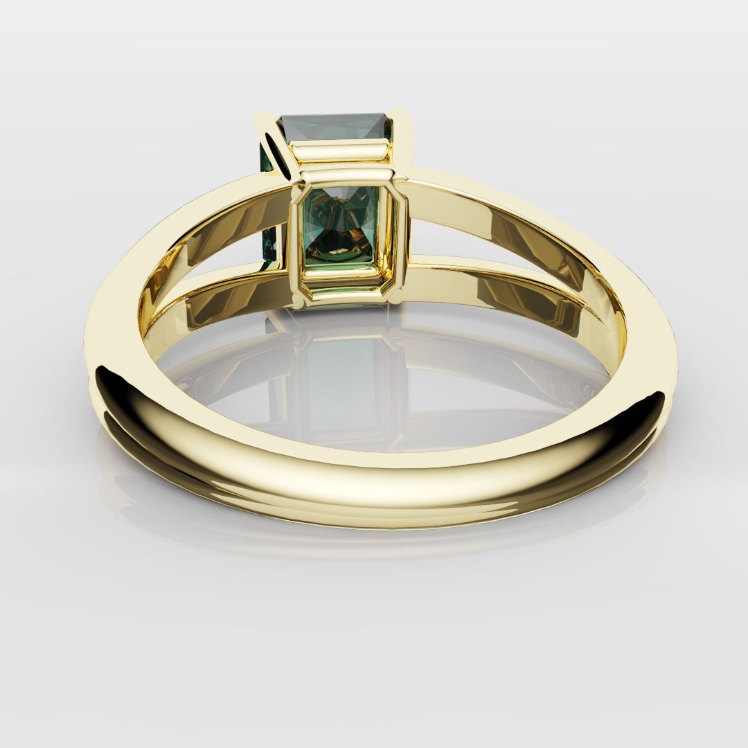 Radiant Cut Teal Sapphire Engagement Ring