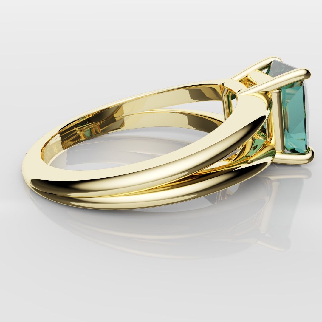 Radiant Cut Teal Sapphire Engagement Ring