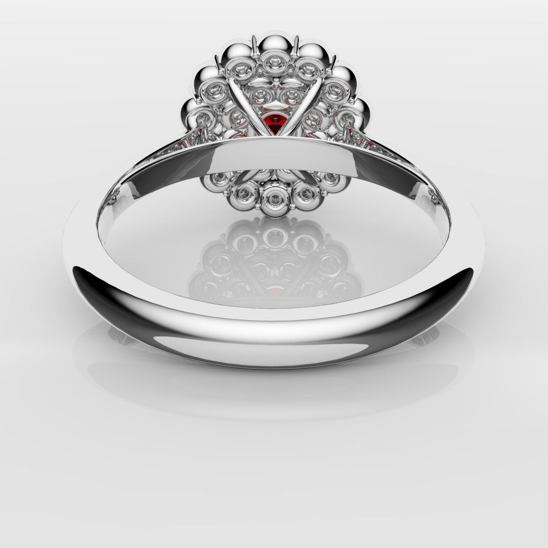 Ruby Double Halo Cluster Engagement Ring