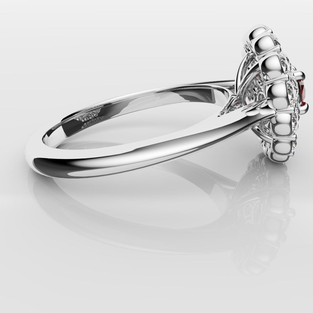 Ruby Double Halo Cluster Engagement Ring