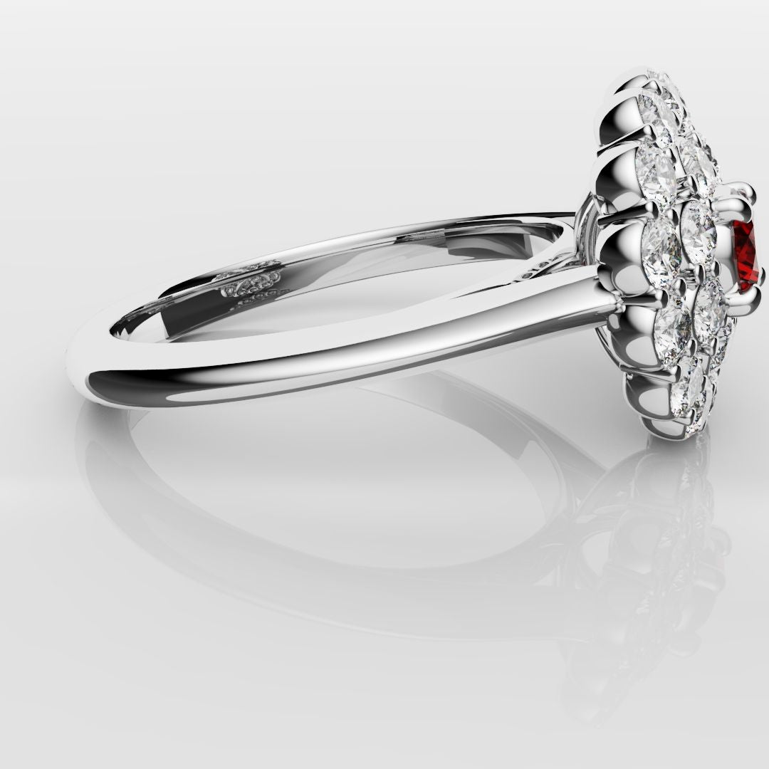 Ruby Double Halo Cluster Engagement Ring