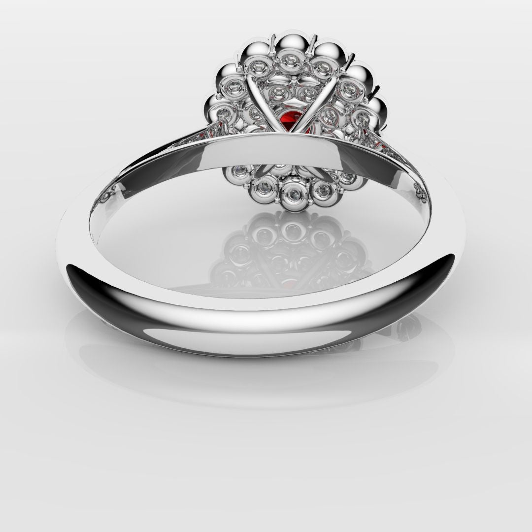 Ruby Double Halo Cluster Engagement Ring