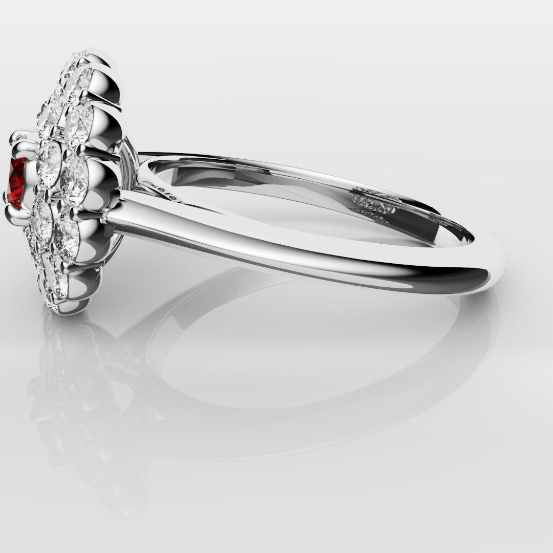 Ruby Double Halo Cluster Engagement Ring