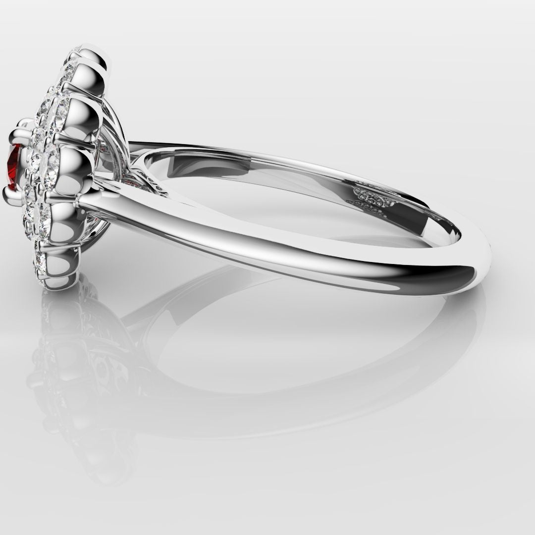Ruby Double Halo Cluster Engagement Ring