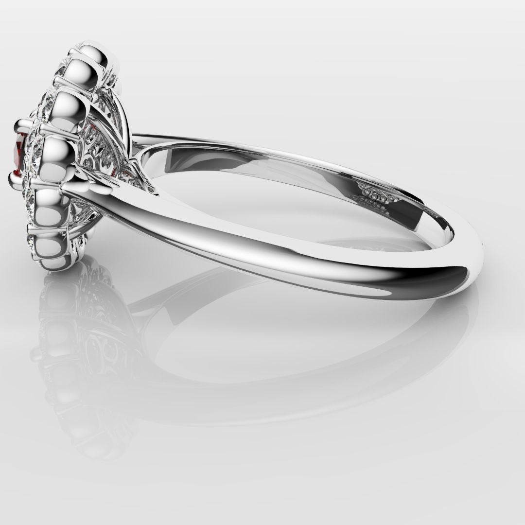 Ruby Double Halo Cluster Engagement Ring