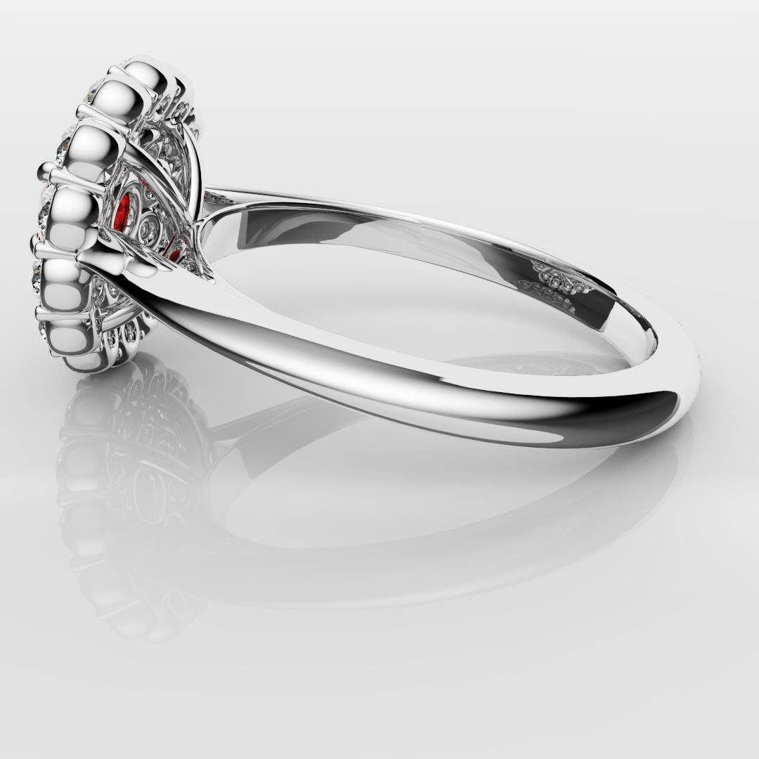 Ruby Double Halo Cluster Engagement Ring