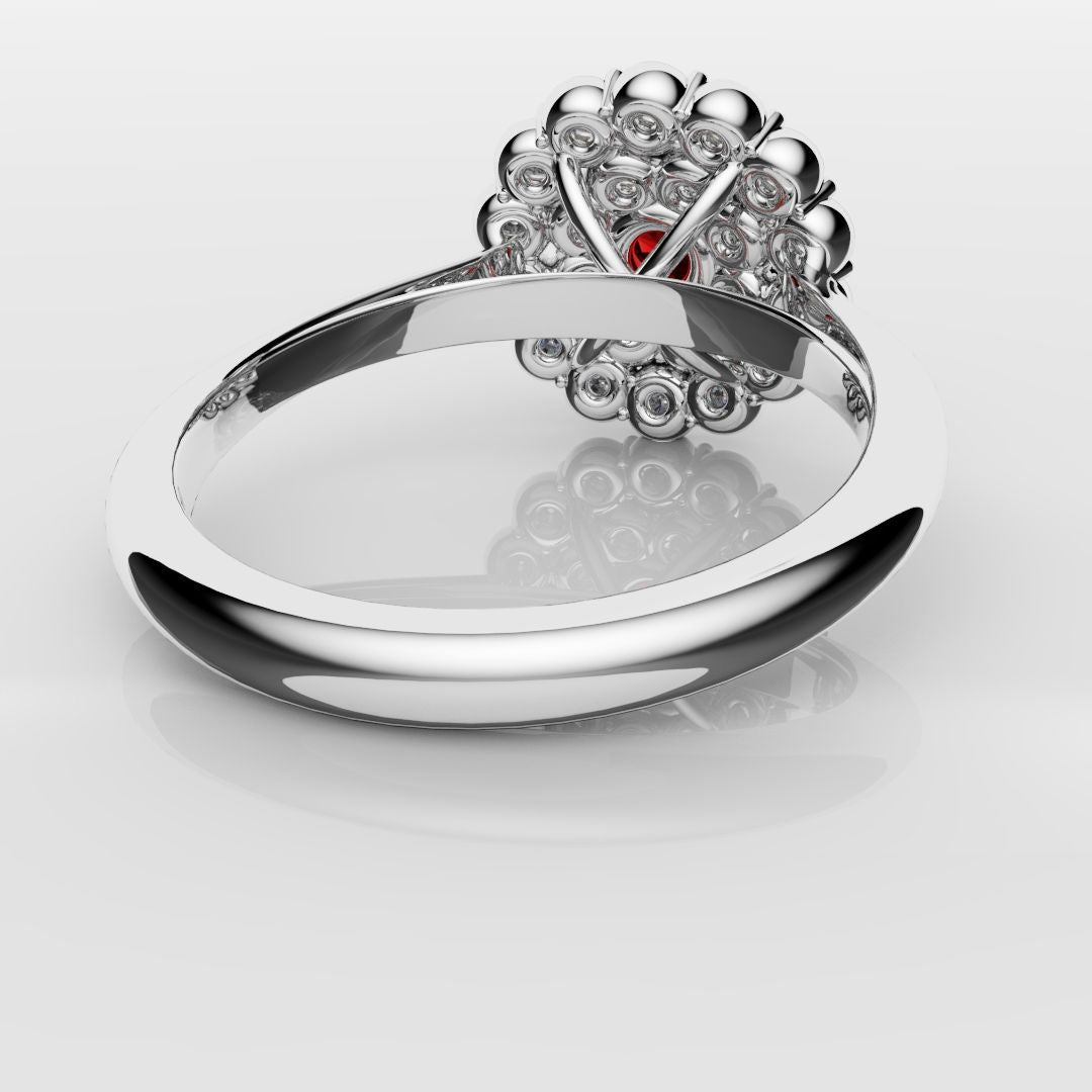 Ruby Double Halo Cluster Engagement Ring