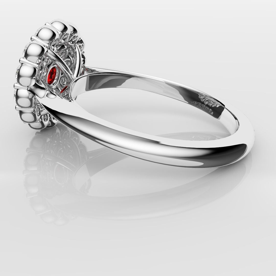 Ruby Double Halo Cluster Engagement Ring