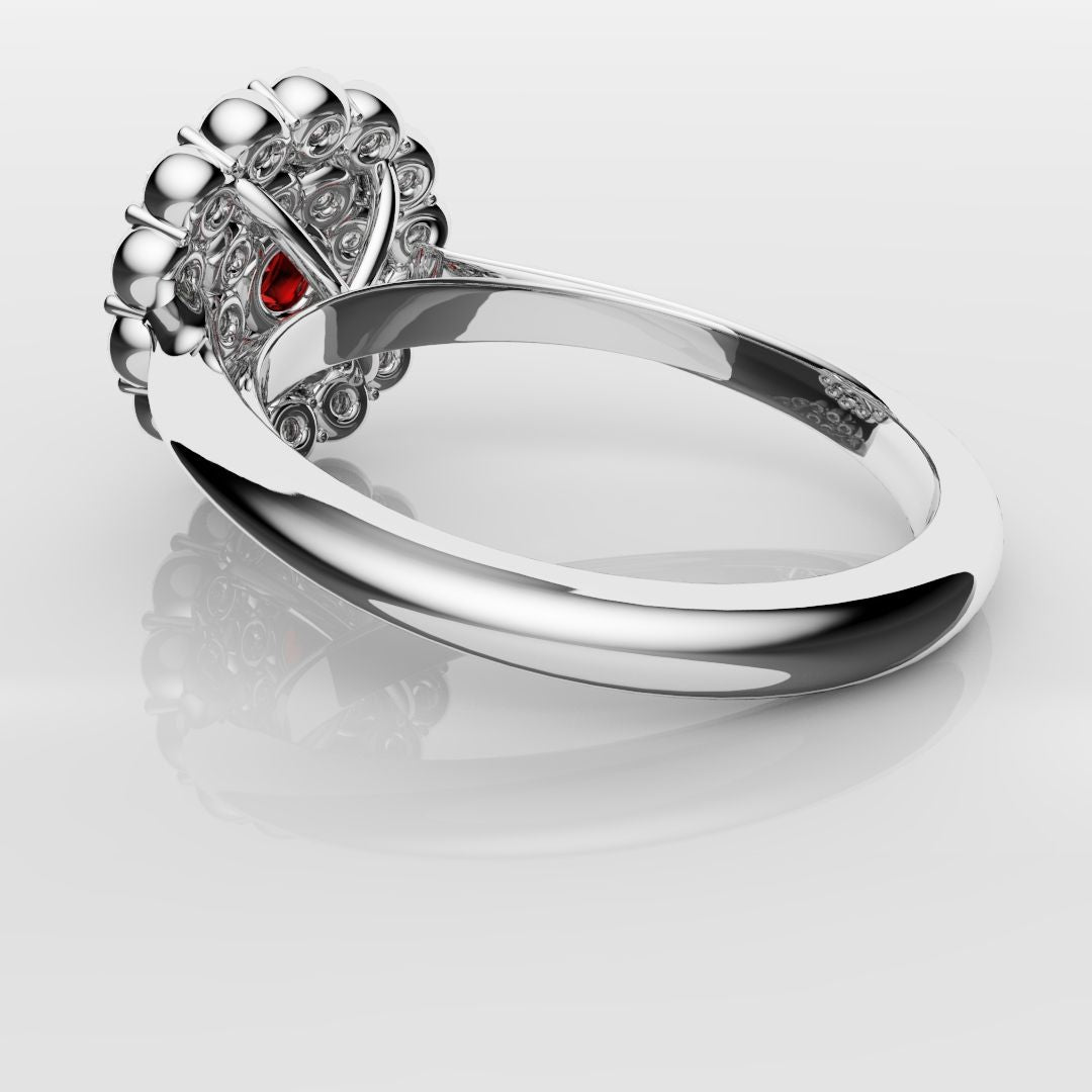 Ruby Double Halo Cluster Engagement Ring