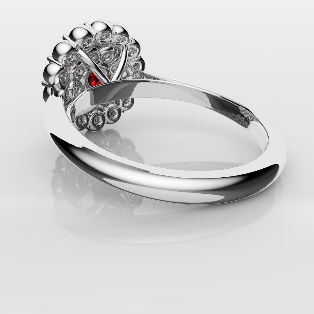 Ruby Double Halo Cluster Engagement Ring