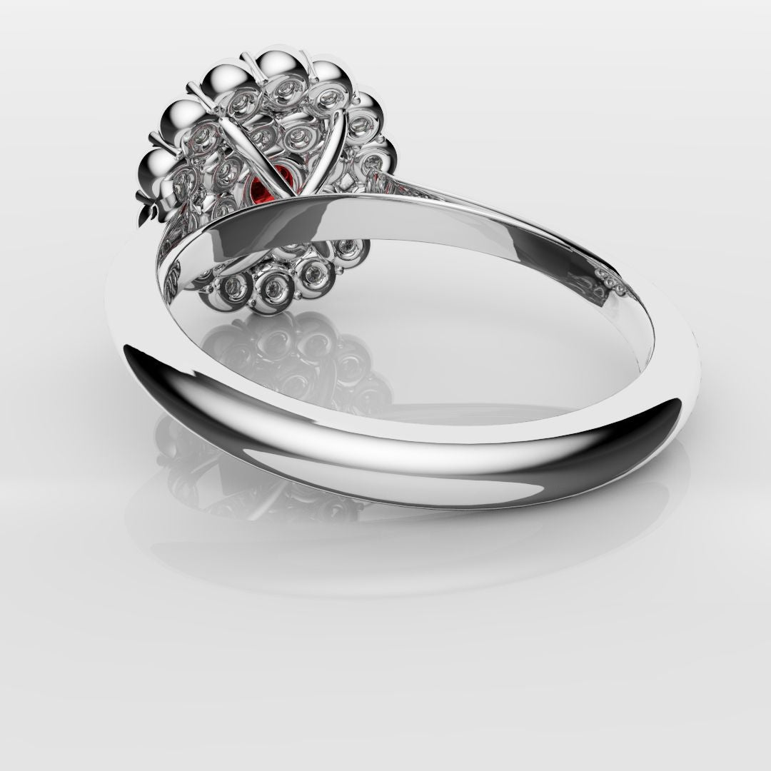 Ruby Double Halo Cluster Engagement Ring