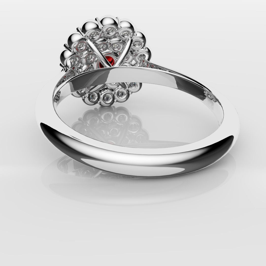 Ruby Double Halo Cluster Engagement Ring