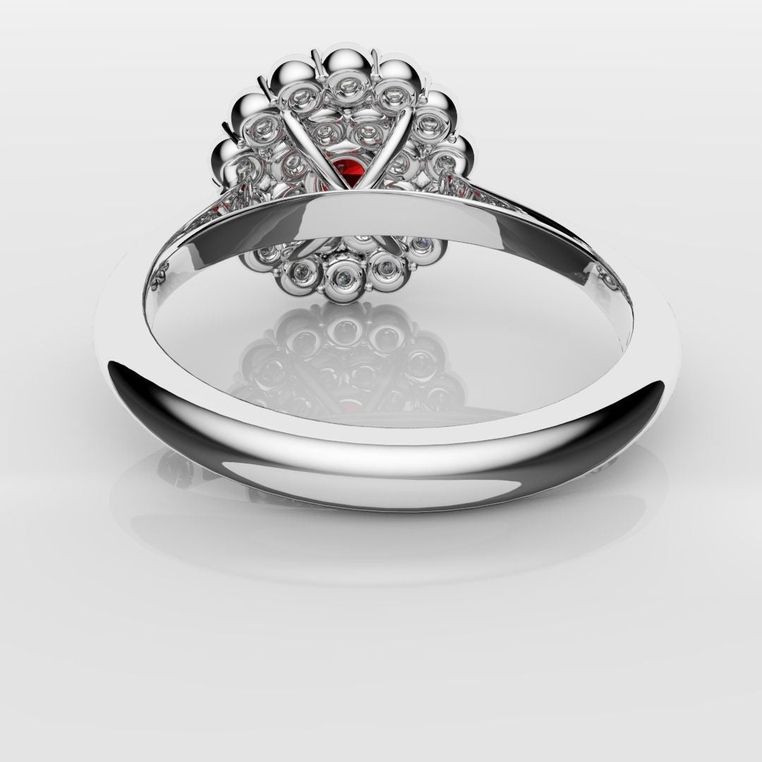 Ruby Double Halo Cluster Engagement Ring