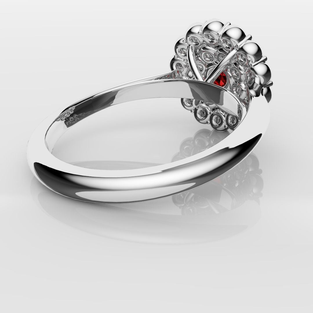 Ruby Double Halo Cluster Engagement Ring