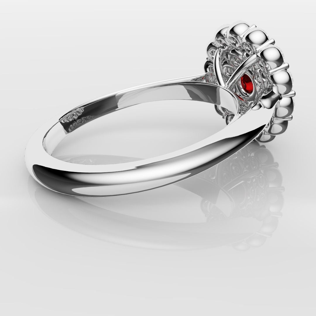 Ruby Double Halo Cluster Engagement Ring