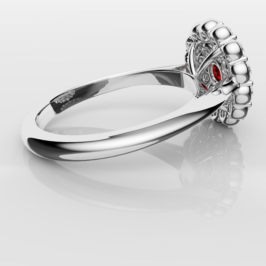 Ruby Double Halo Cluster Engagement Ring