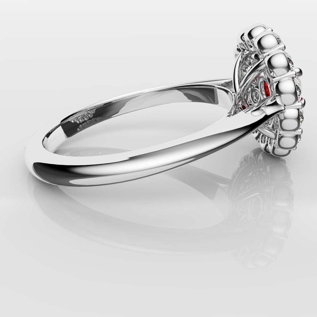 Ruby Double Halo Cluster Engagement Ring