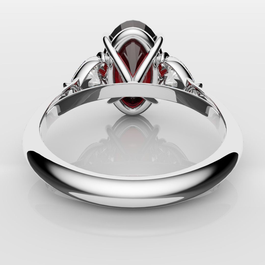 unique trilogy ruby and diamond ring