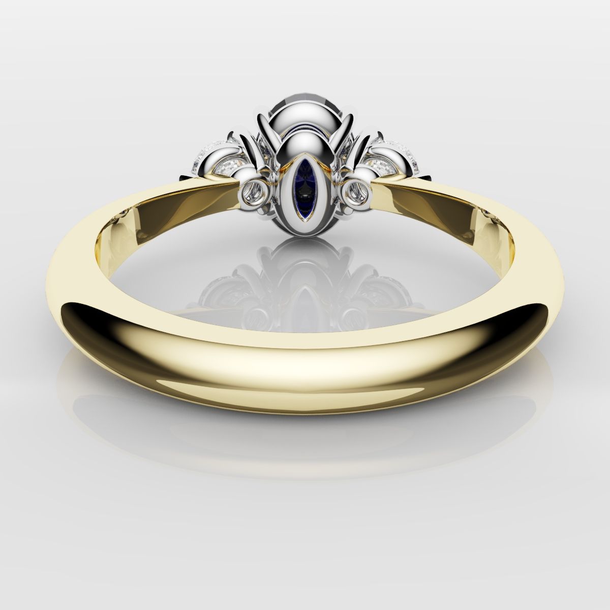 Oval Sapphire and Diamond Trilogy Engagement Ring