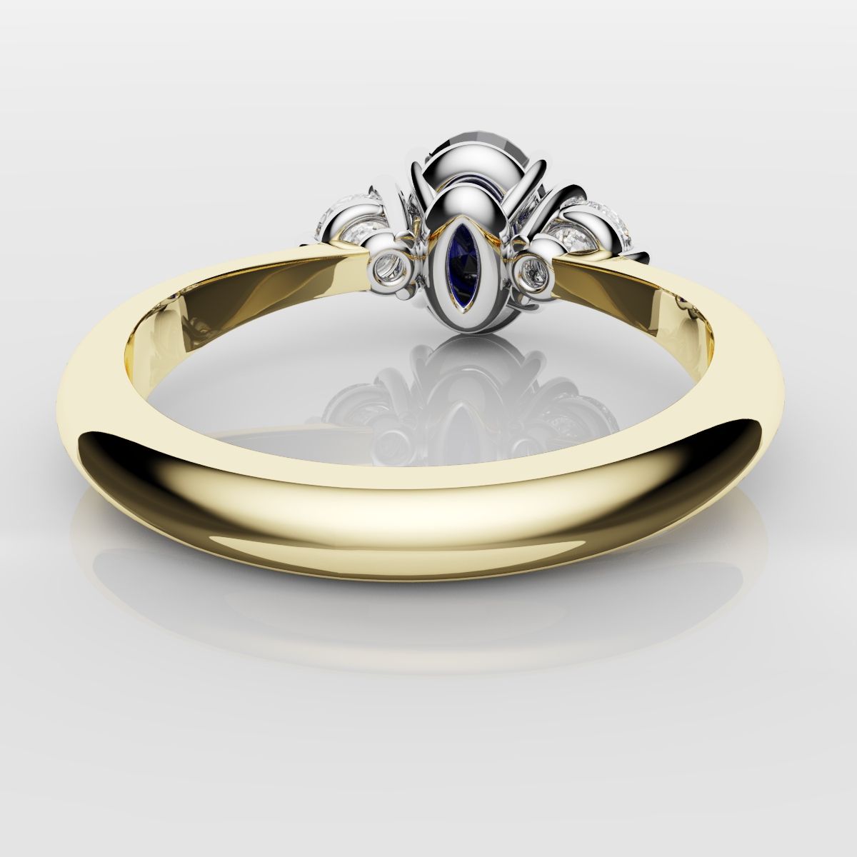 Oval Sapphire and Diamond Trilogy Engagement Ring
