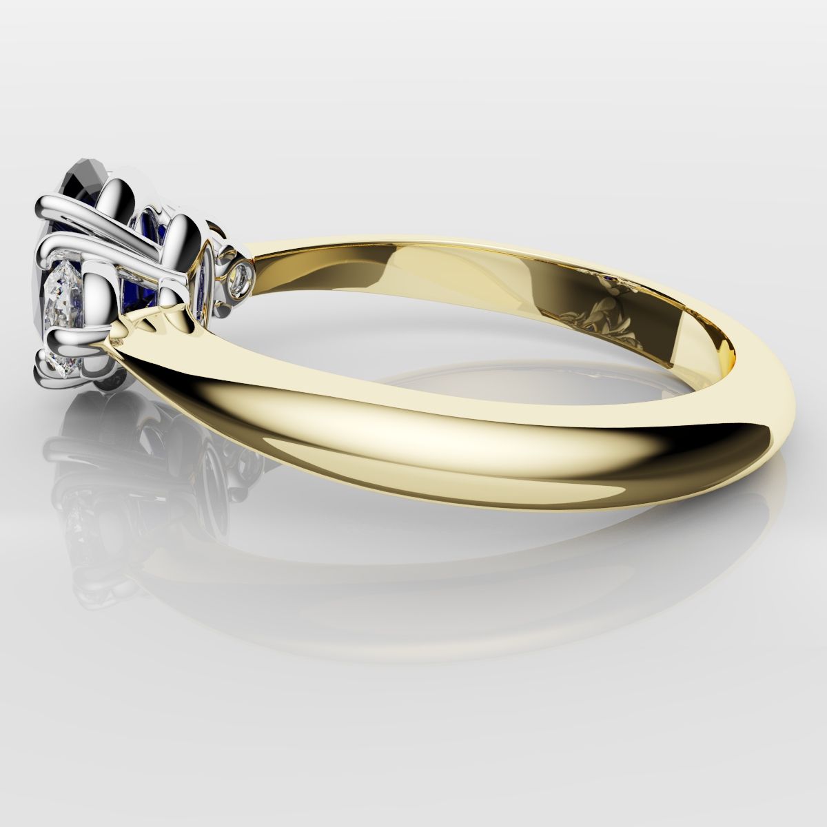 Oval Sapphire and Diamond Trilogy Engagement Ring