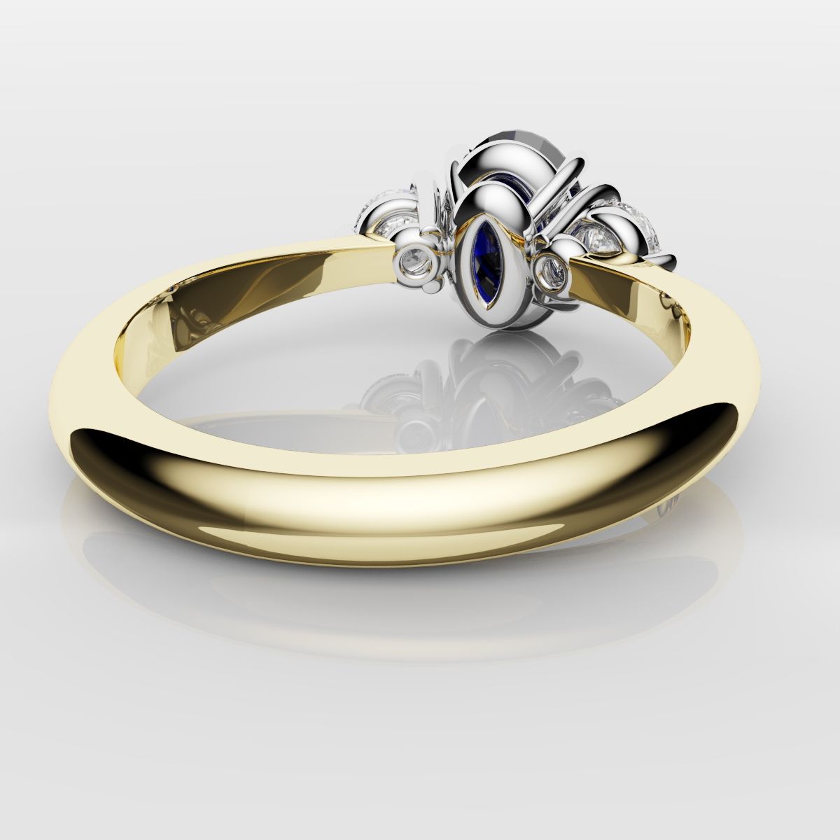 Oval Sapphire and Diamond Trilogy Engagement Ring