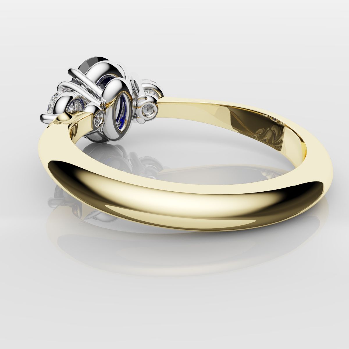 Oval Sapphire and Diamond Trilogy Engagement Ring