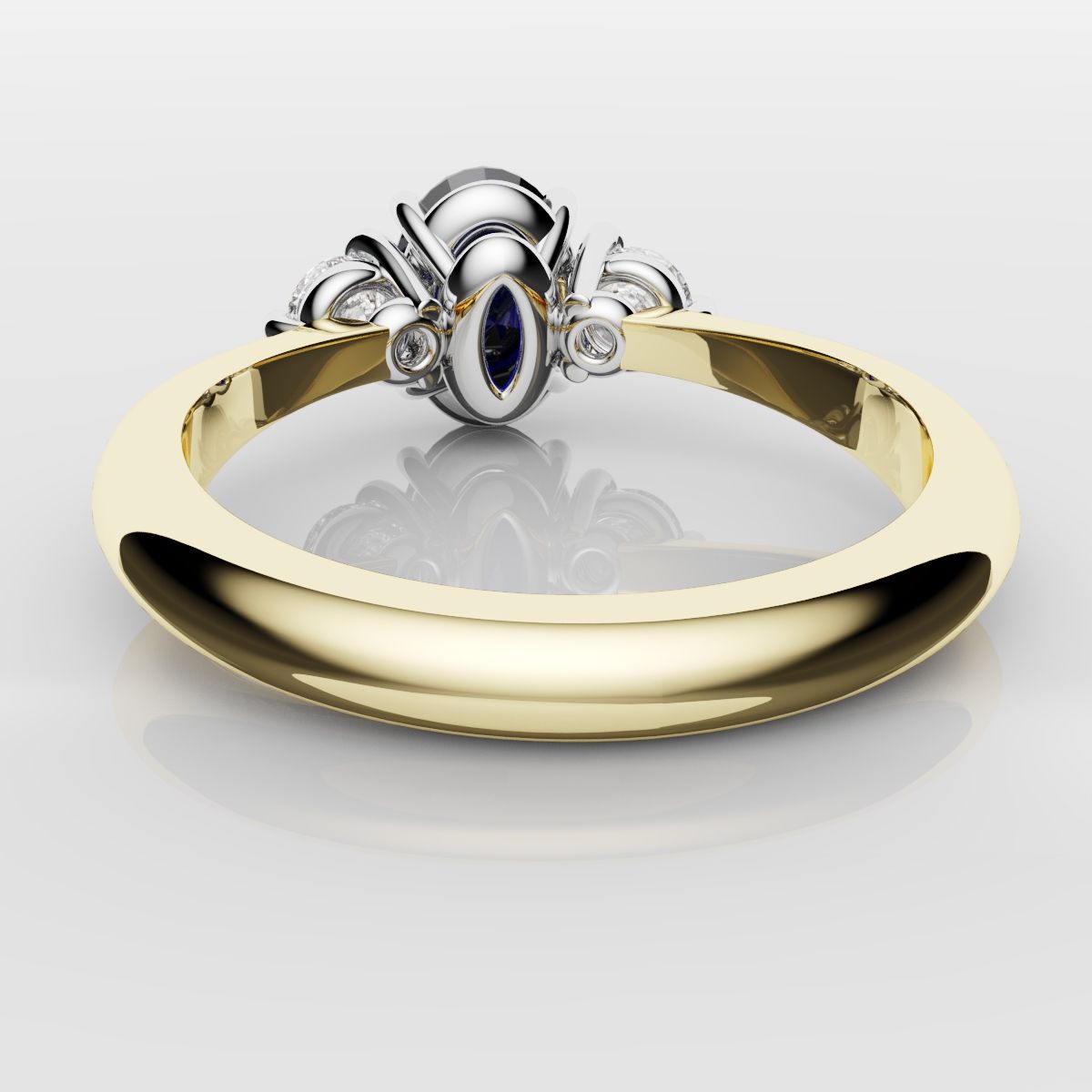 Oval Sapphire and Diamond Trilogy Engagement Ring