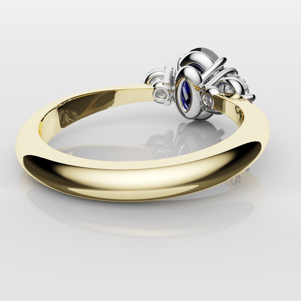 Oval Sapphire and Diamond Trilogy Engagement Ring