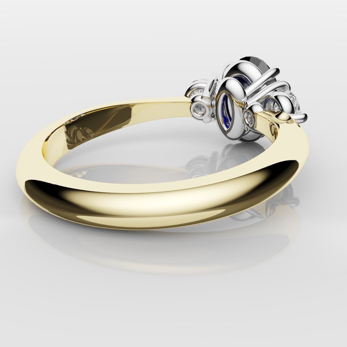 Oval Sapphire and Diamond Trilogy Engagement Ring