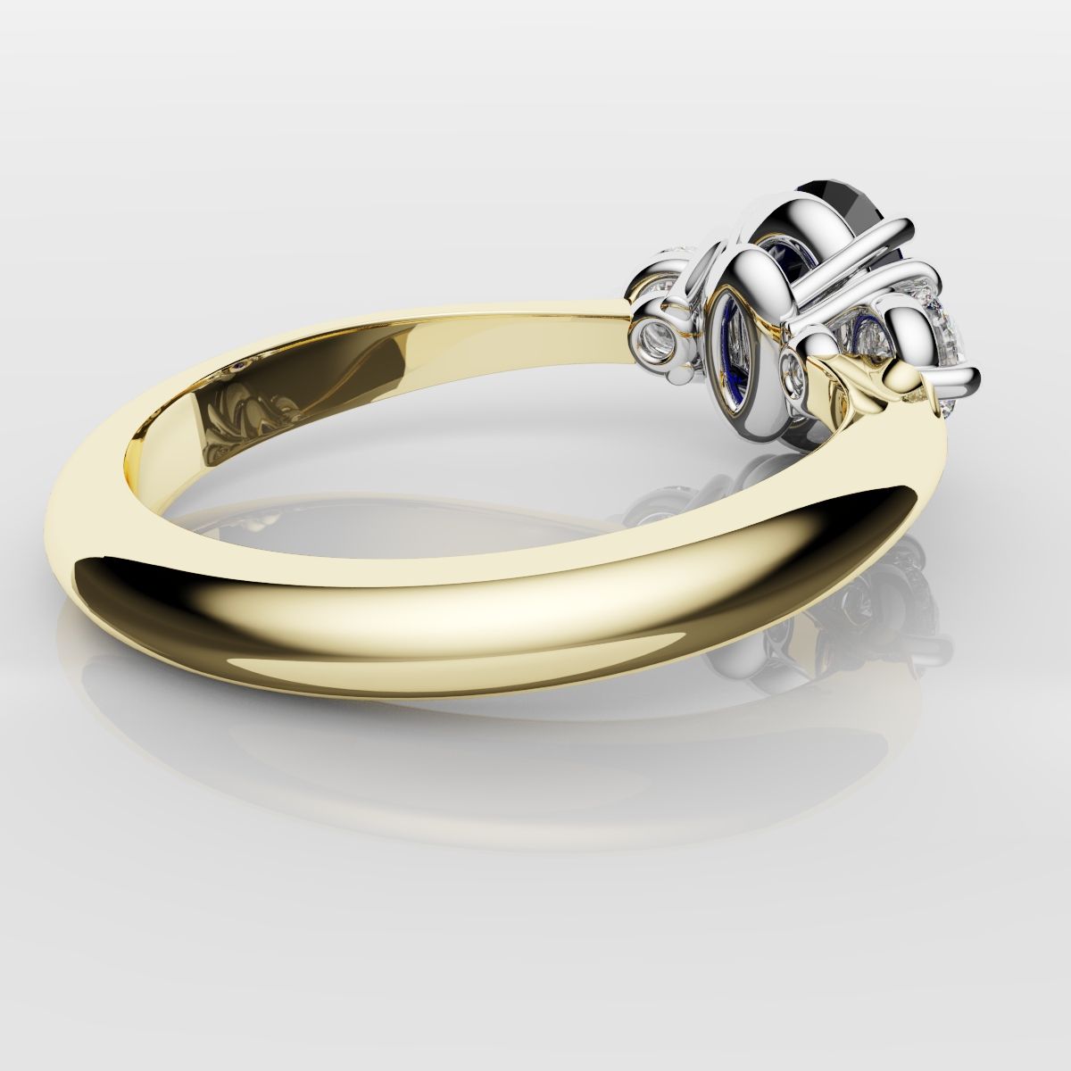 Oval Sapphire and Diamond Trilogy Engagement Ring