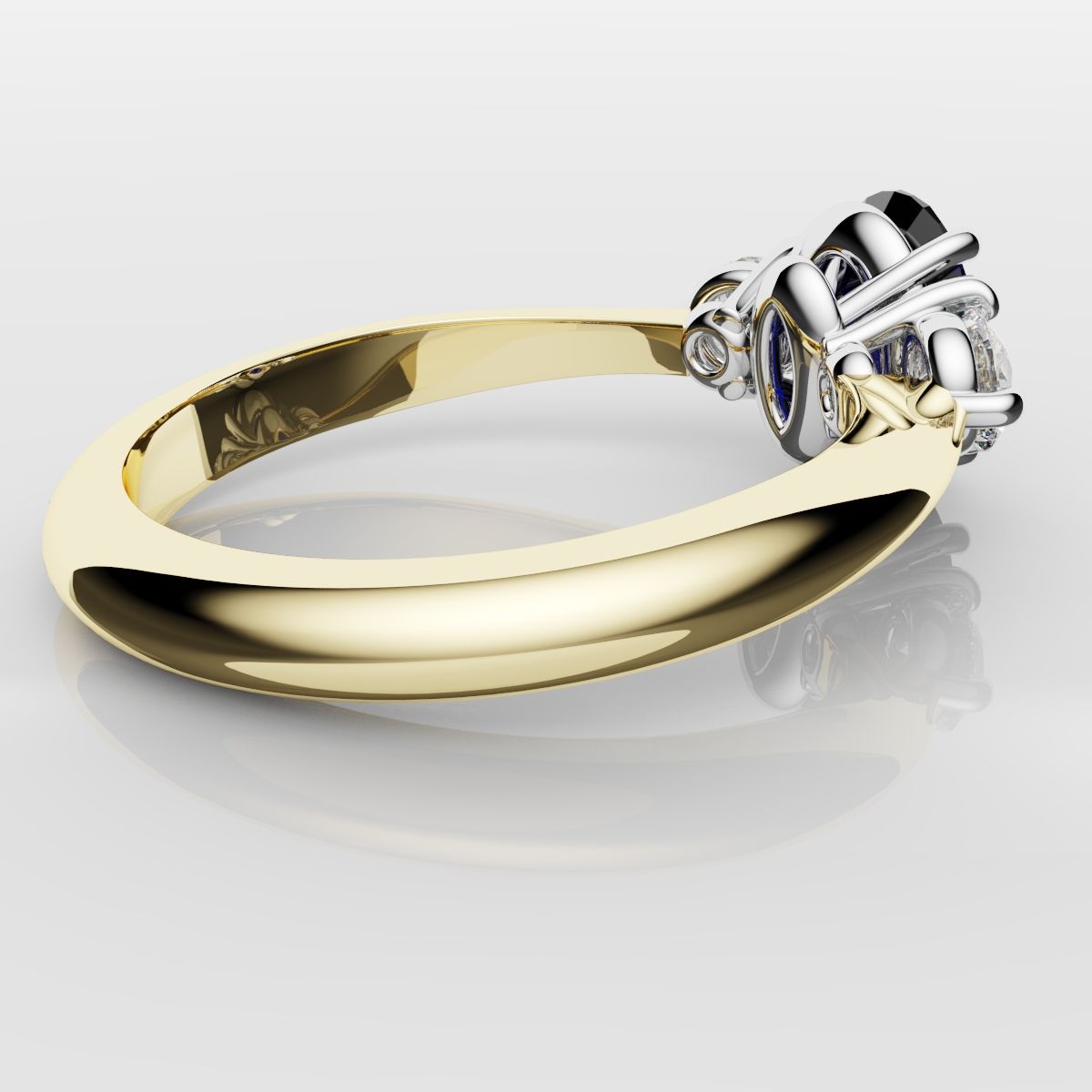 Oval Sapphire and Diamond Trilogy Engagement Ring