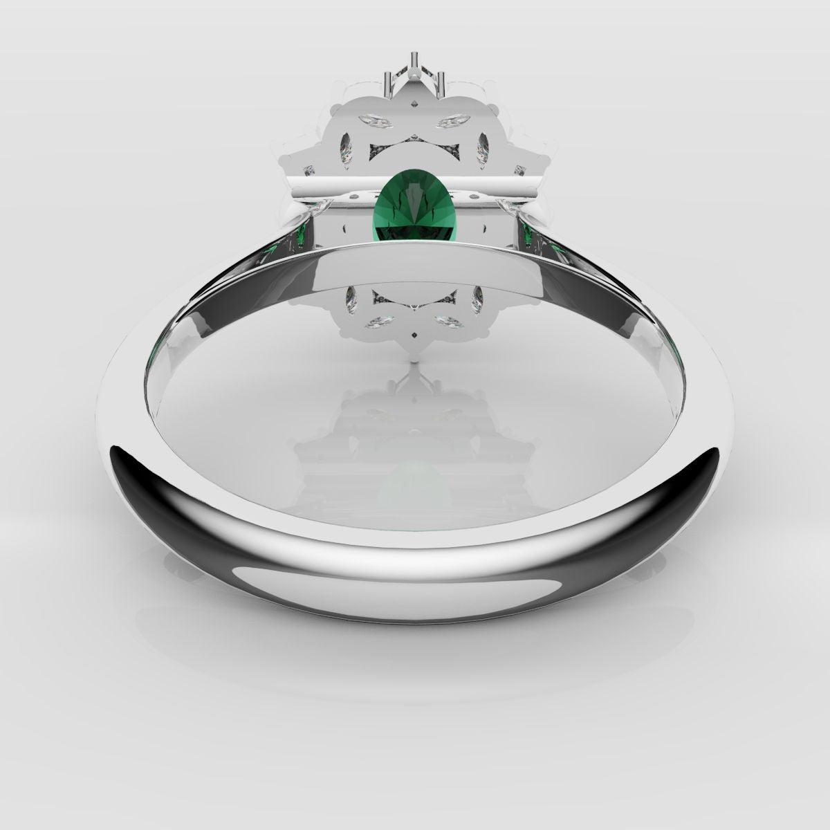 Unique Green Emerald Oval Halo Engagement Ring