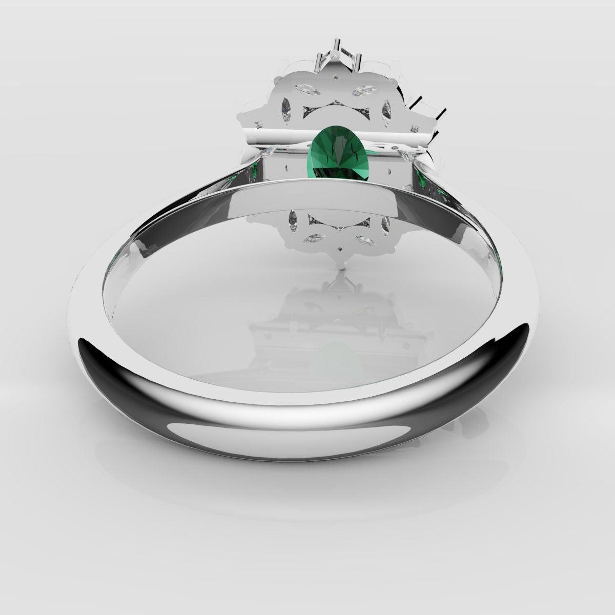 Unique Green Emerald Oval Halo Engagement Ring