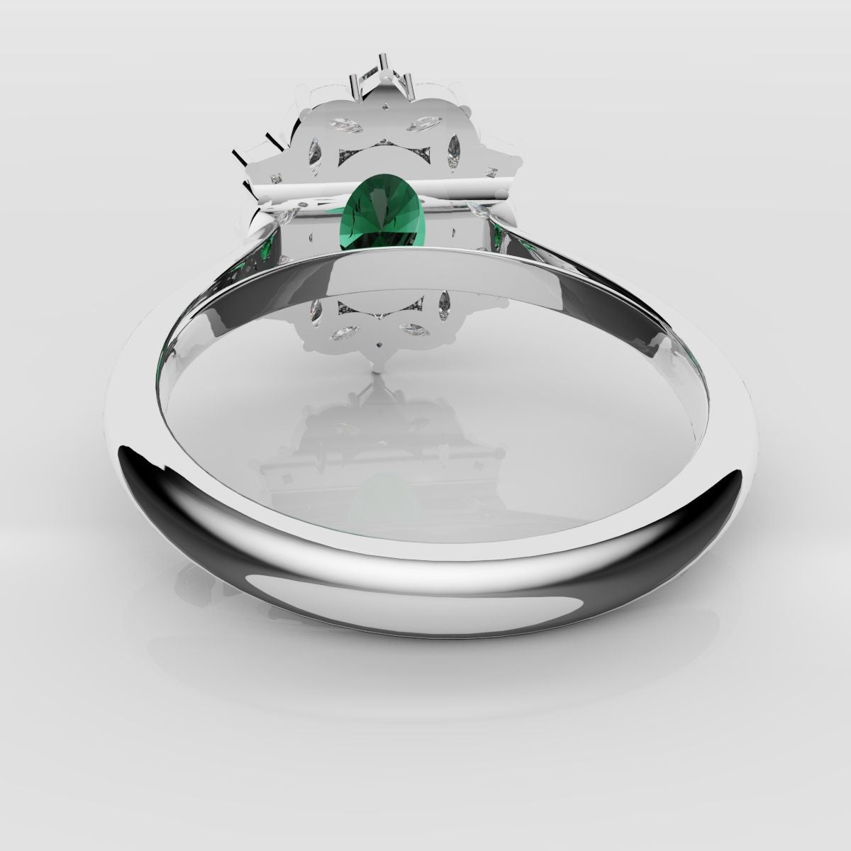 Unique Green Emerald Oval Halo Engagement Ring
