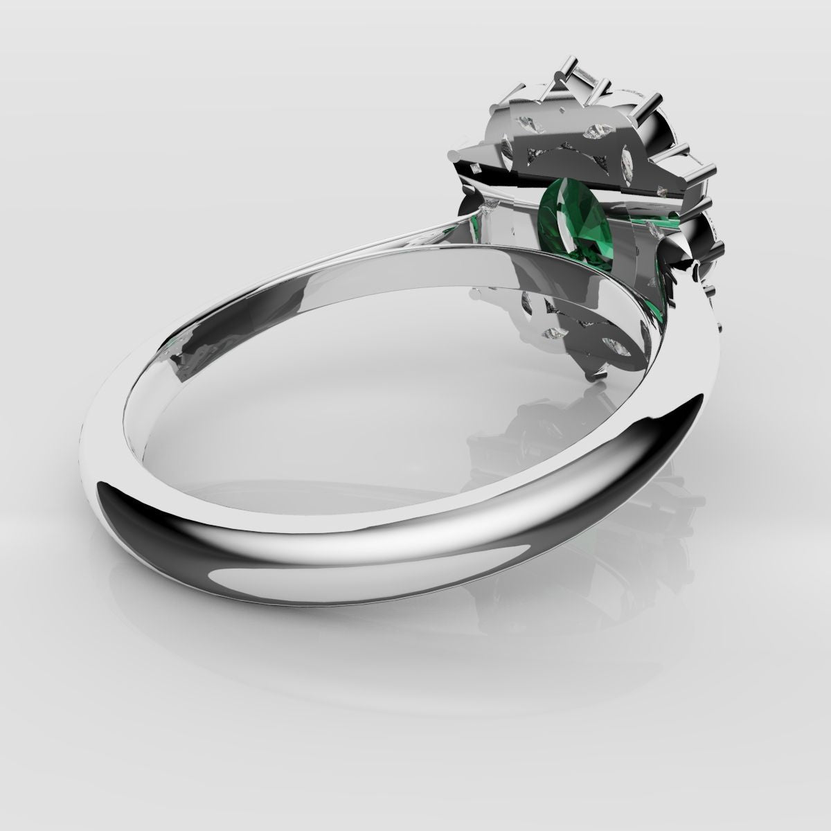 Unique Green Emerald Oval Halo Engagement Ring