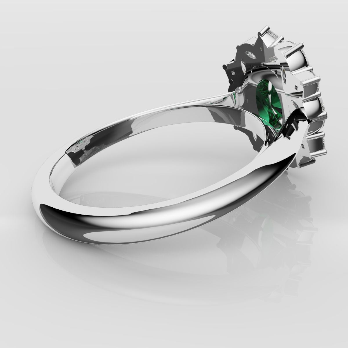 Unique Green Emerald Oval Halo Engagement Ring