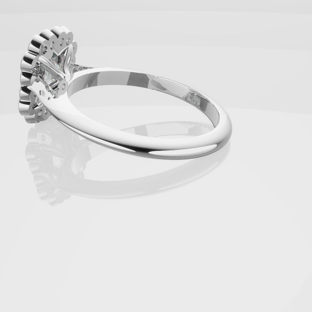 Radiant Cut Diamond Halo Engagement Ring With Rub-over Setting