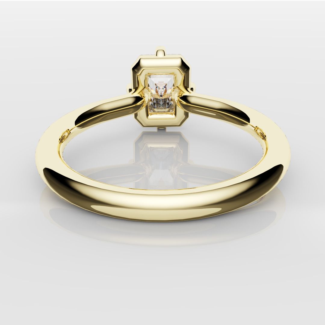 Unique Radiant Cut Solitaire Engagement Ring