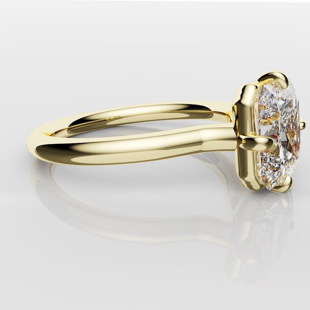 Unique Radiant Cut Solitaire Engagement Ring