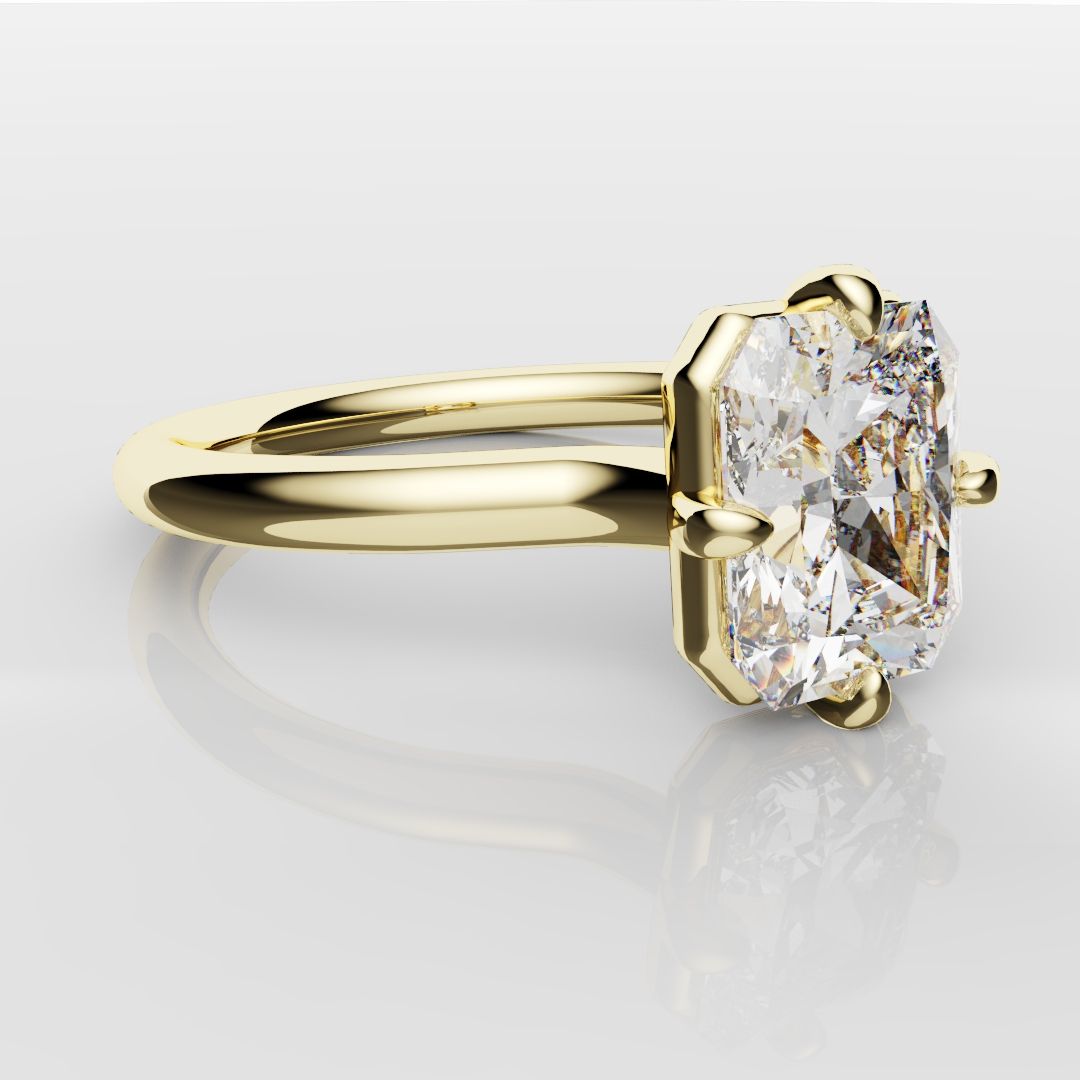 Unique Radiant Cut Solitaire Engagement Ring