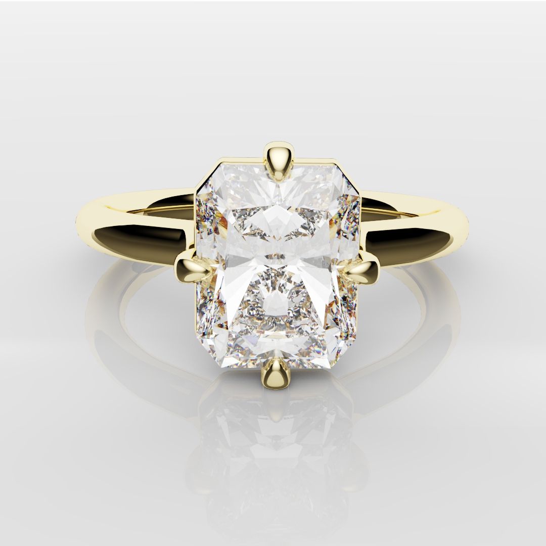 Unique Radiant Cut Solitaire Engagement Ring
