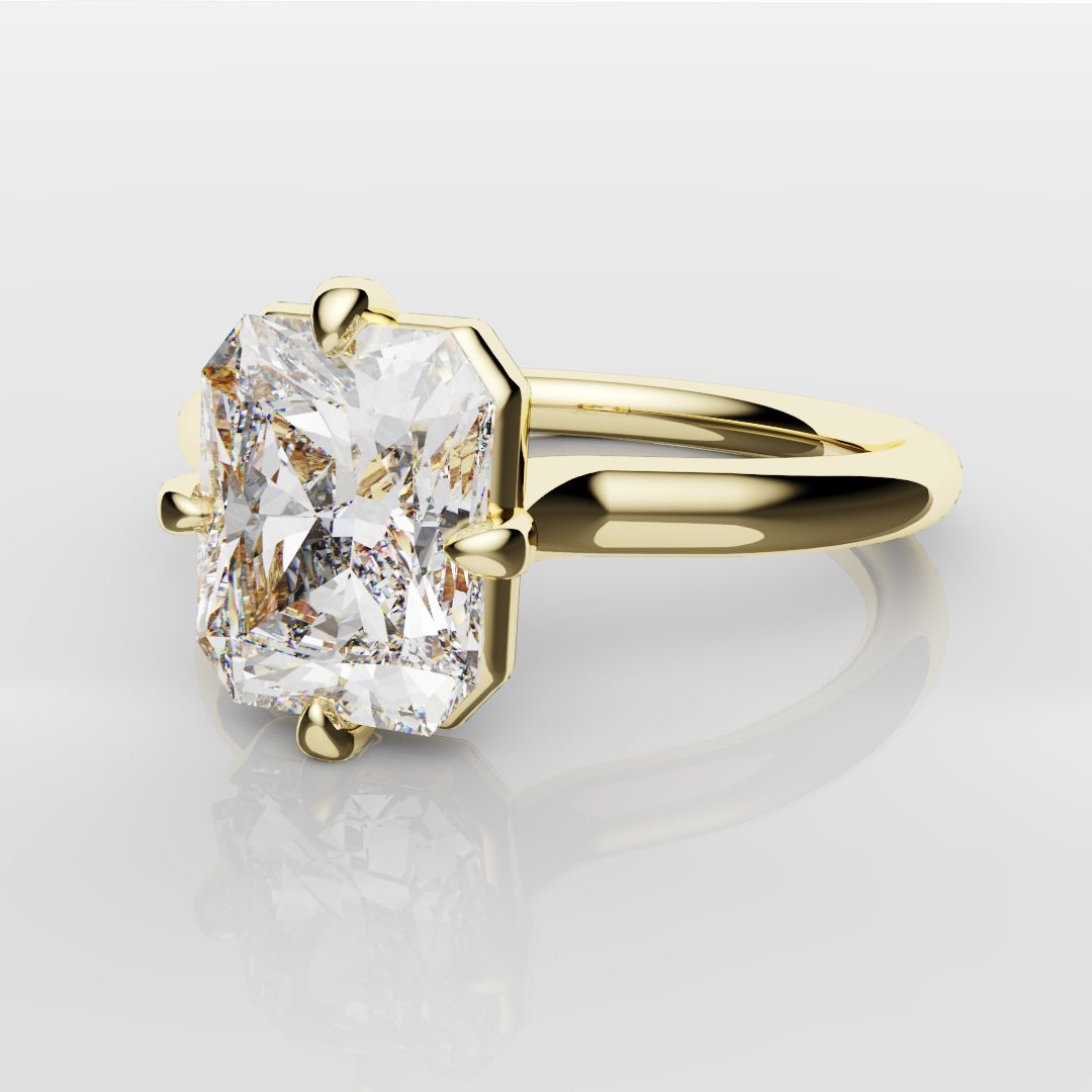 Unique Radiant Cut Solitaire Engagement Ring