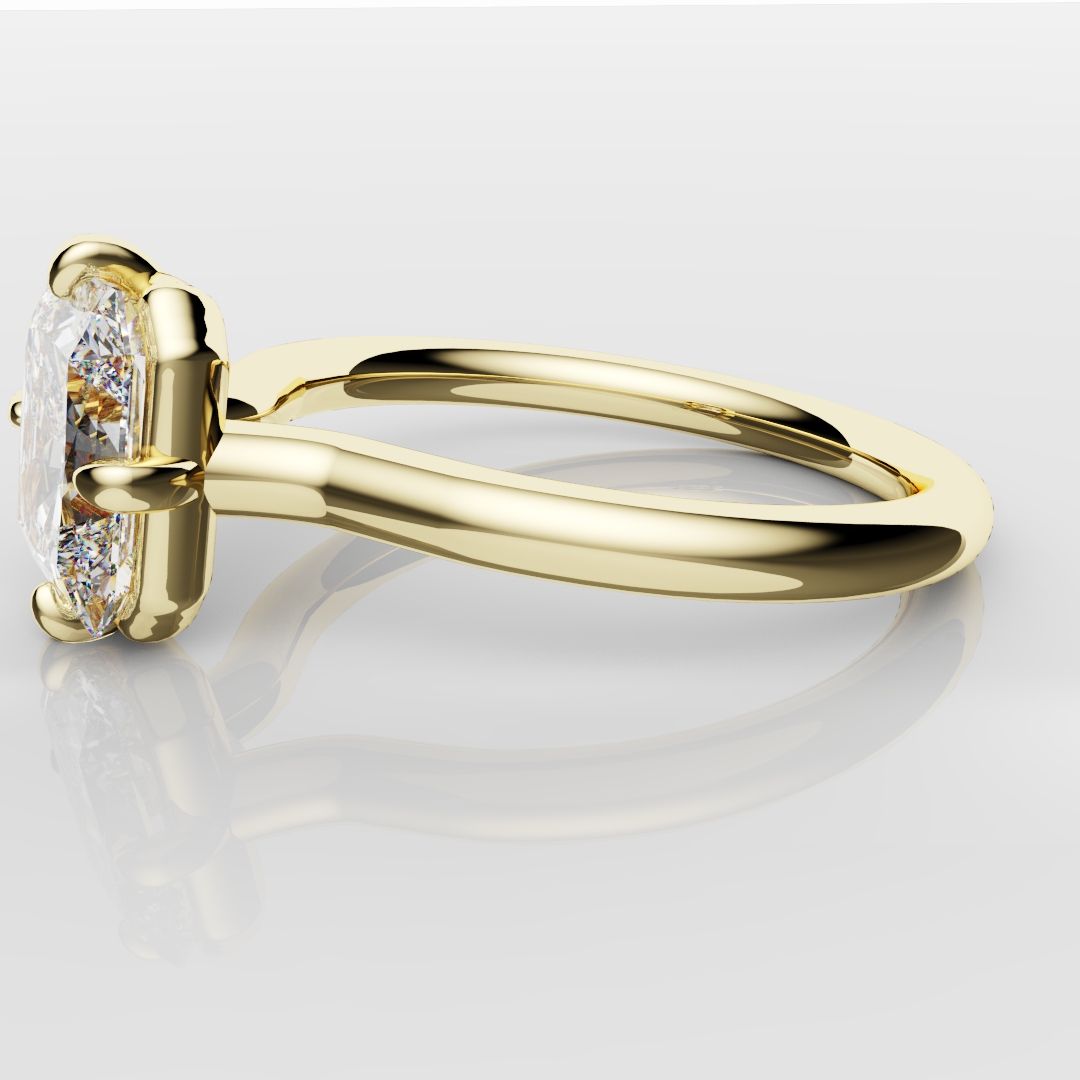 Unique Radiant Cut Solitaire Engagement Ring