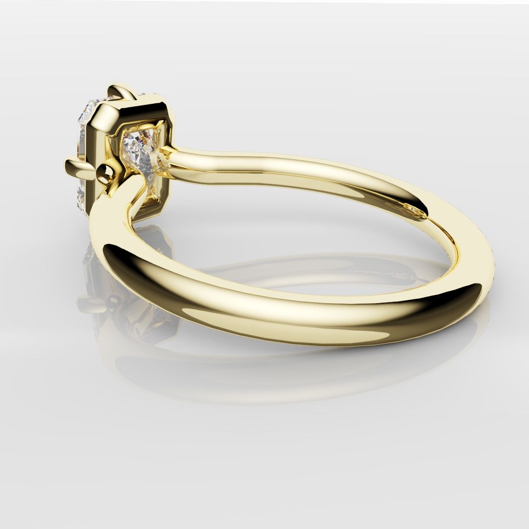 Unique Radiant Cut Solitaire Engagement Ring