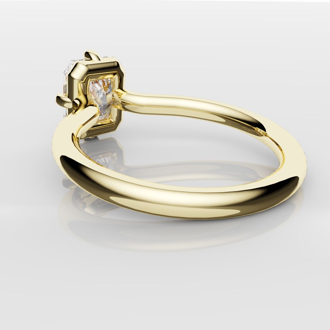 Unique Radiant Cut Solitaire Engagement Ring