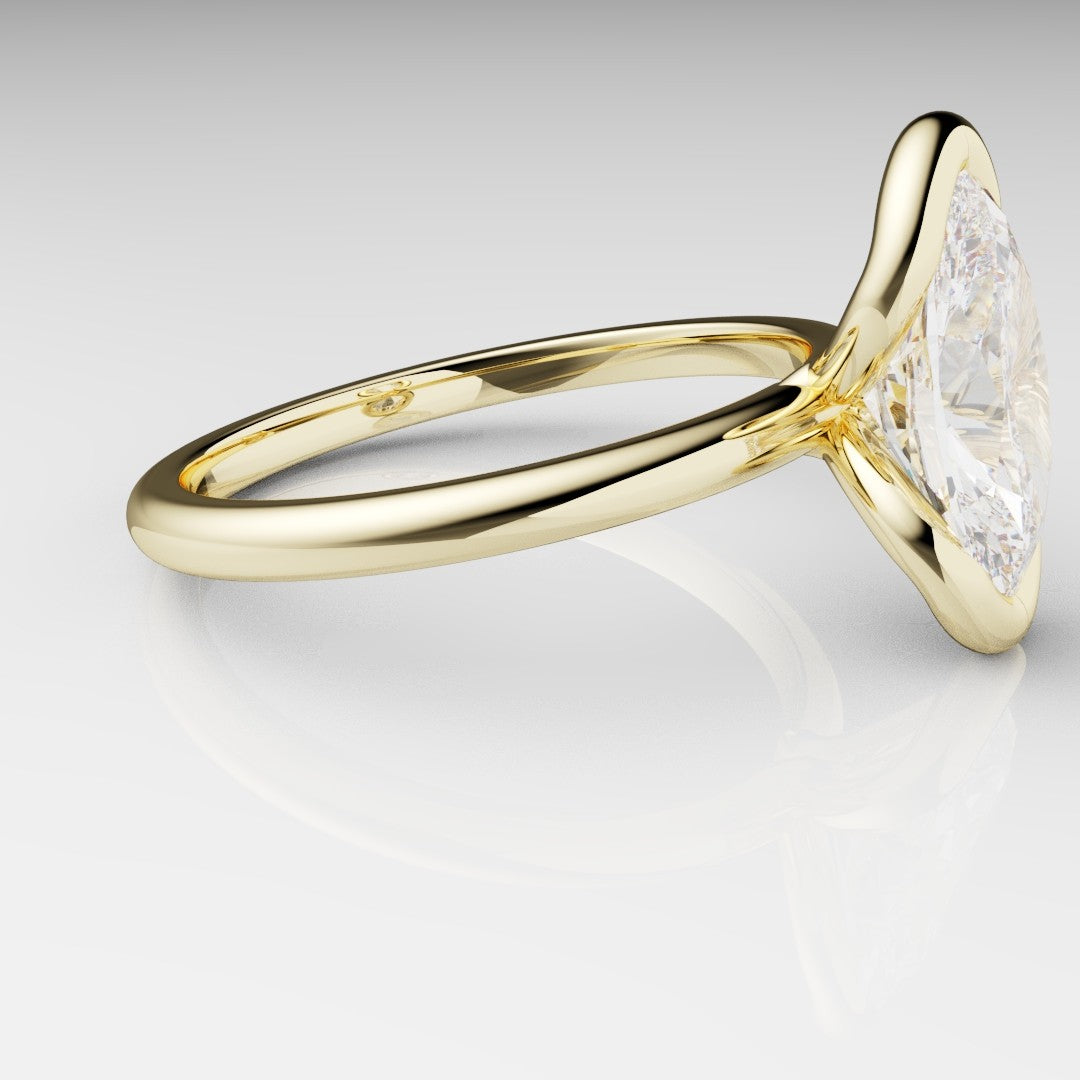 Unique Rubover Solitaire Oval Diamond Engagement Ring