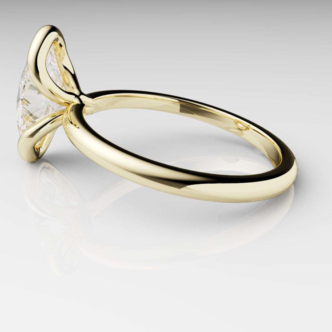 Unique Rubover Solitaire Oval Diamond Engagement Ring