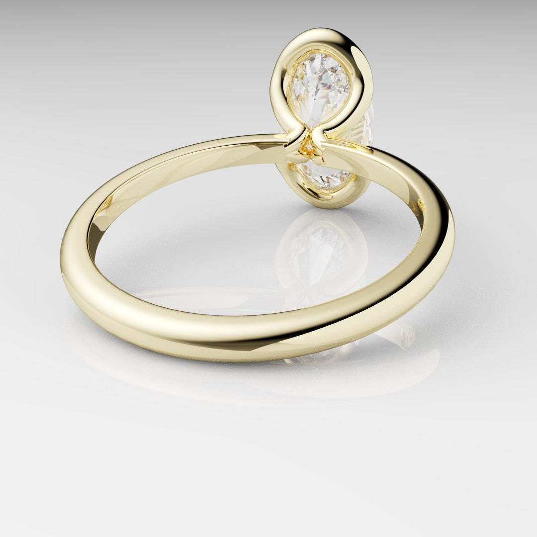 Unique Rubover Solitaire Oval Diamond Engagement Ring